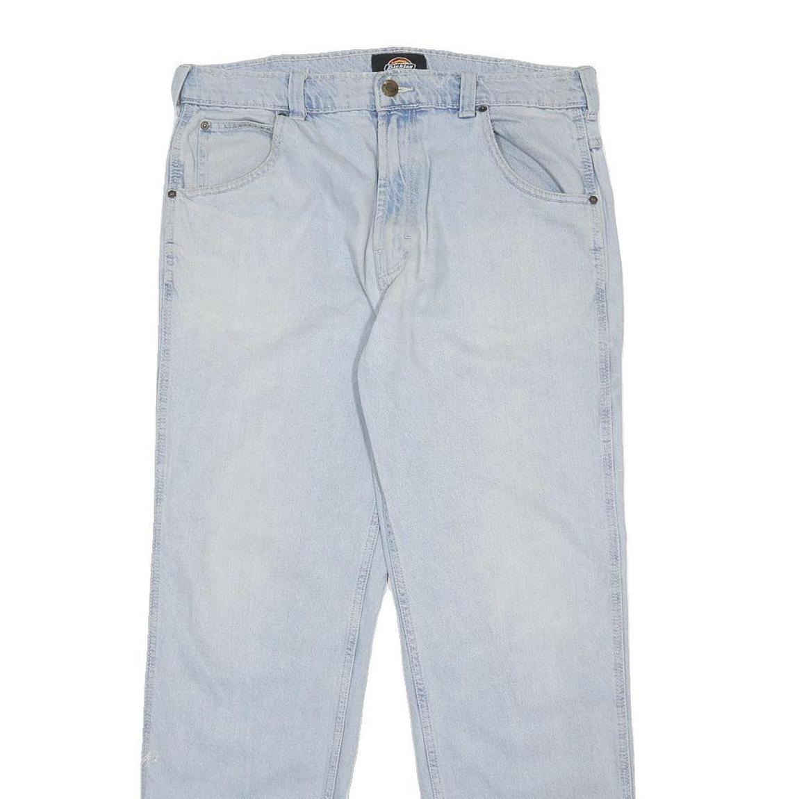 DICKIES Mens Jeans Light Blue Regular Straight Denim Medium W32 L32 Classic Zip