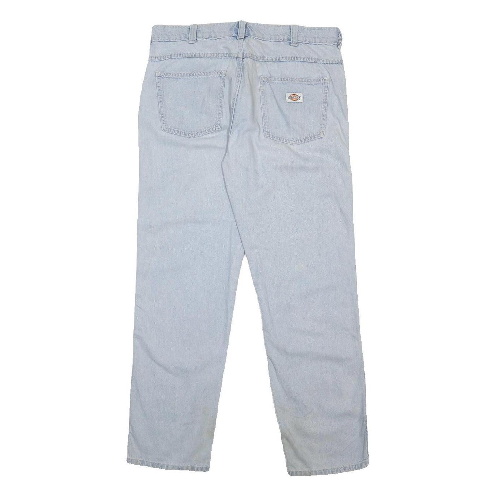DICKIES Mens Jeans Light Blue Regular Straight Denim Medium W32 L32 Classic Zip