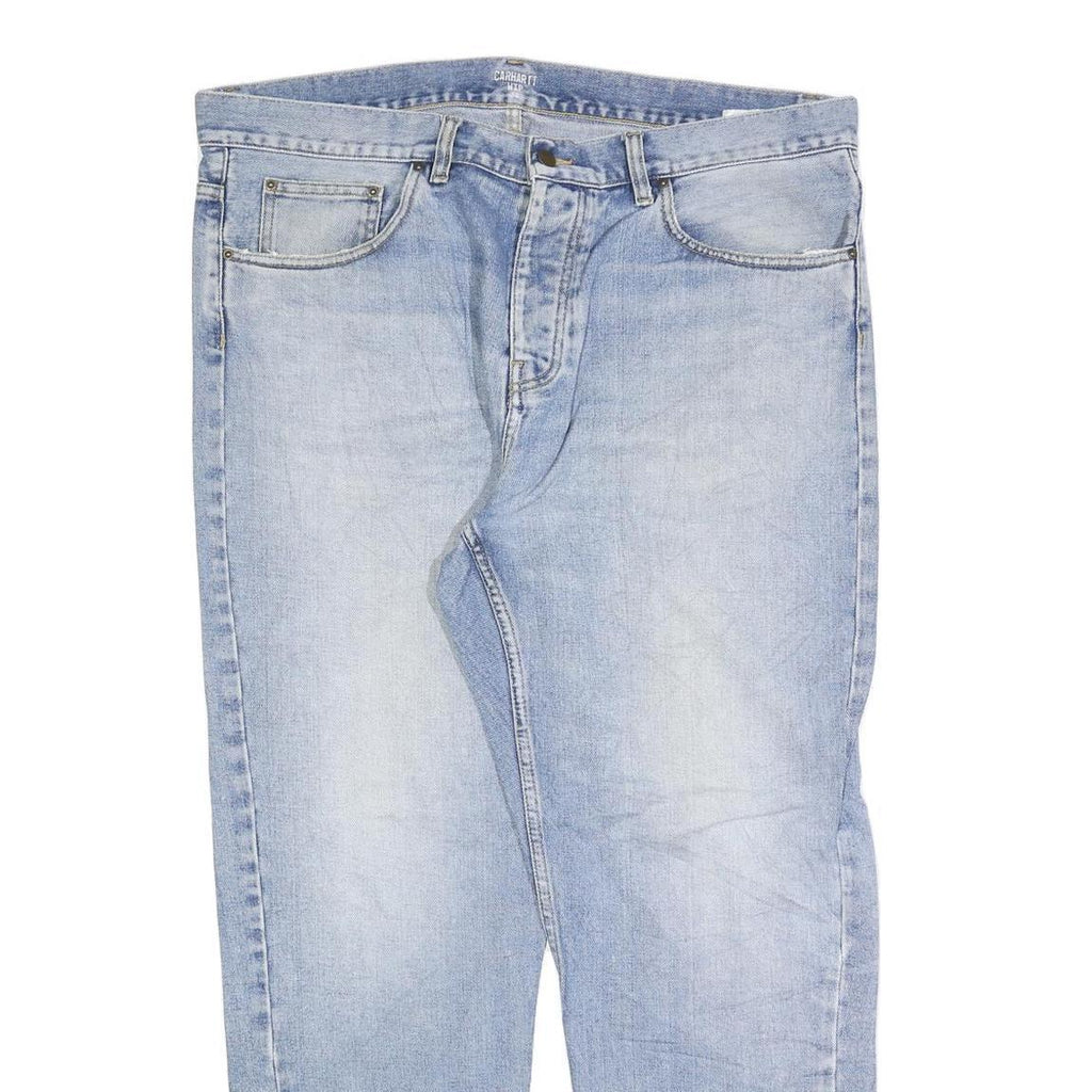 CARHARTT Mens Jeans Blue Regular Straight Denim Light W40 L30 Zip Casual Wear