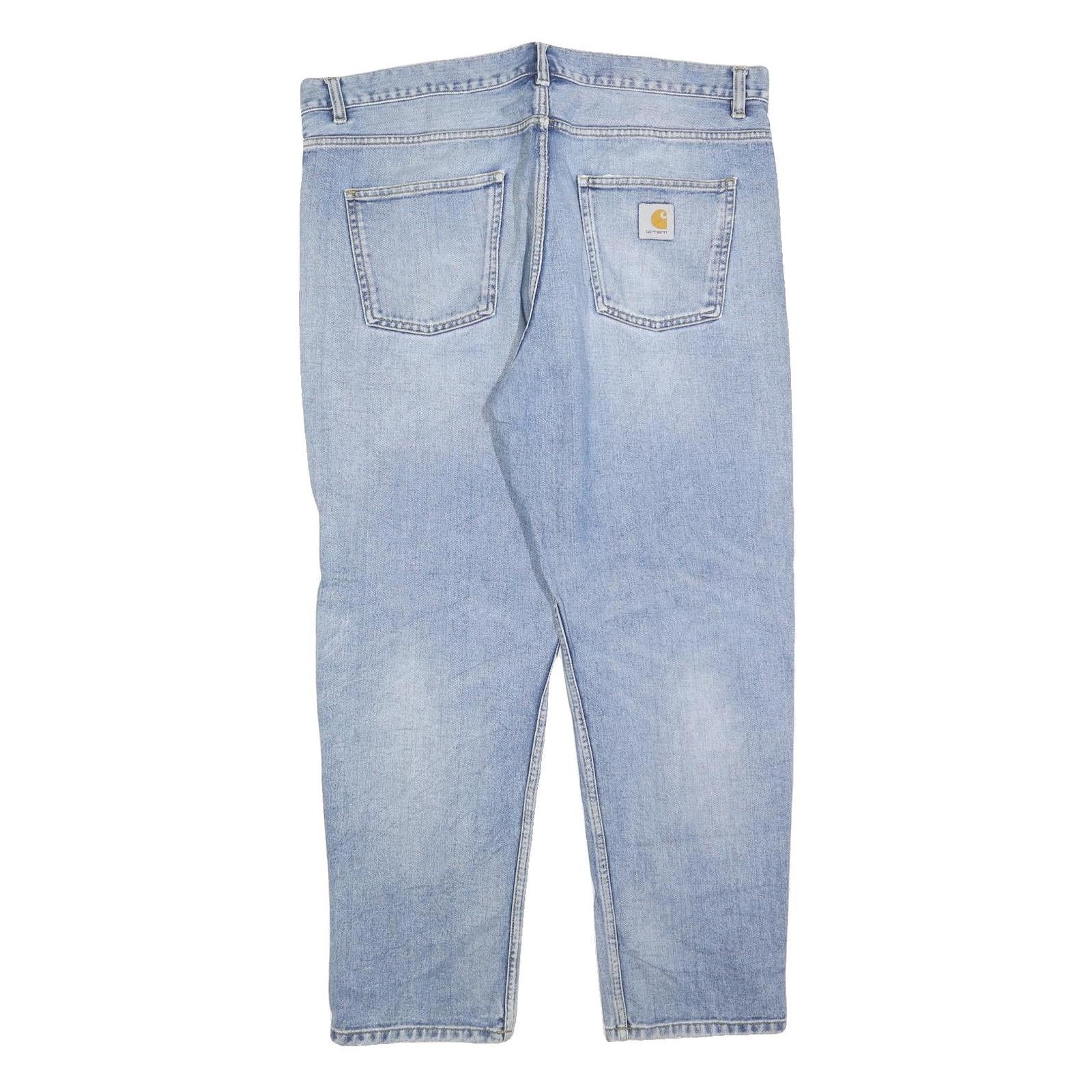 CARHARTT Mens Jeans Blue Regular Straight Denim Light W40 L30 Zip Casual Wear