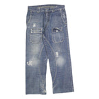 Womens Blue Regular Fit Straight Denim Rinse W32 L27 Button Cotton Blend Jeans