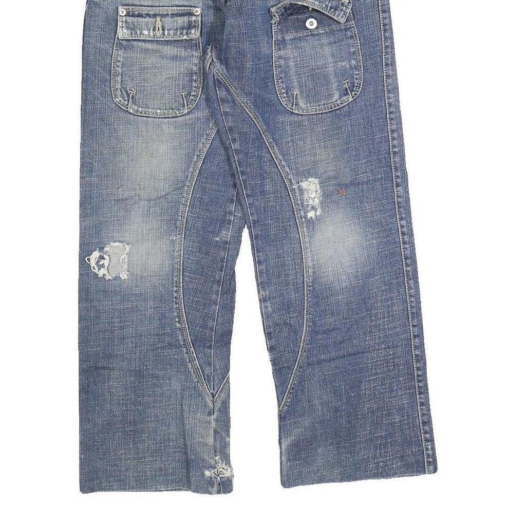 Womens Blue Regular Fit Straight Denim Rinse W32 L27 Button Cotton Blend Jeans