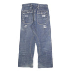 Womens Blue Regular Fit Straight Denim Rinse W32 L27 Button Cotton Blend Jeans