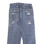 Womens Blue Regular Fit Straight Denim Rinse W32 L27 Button Cotton Blend Jeans