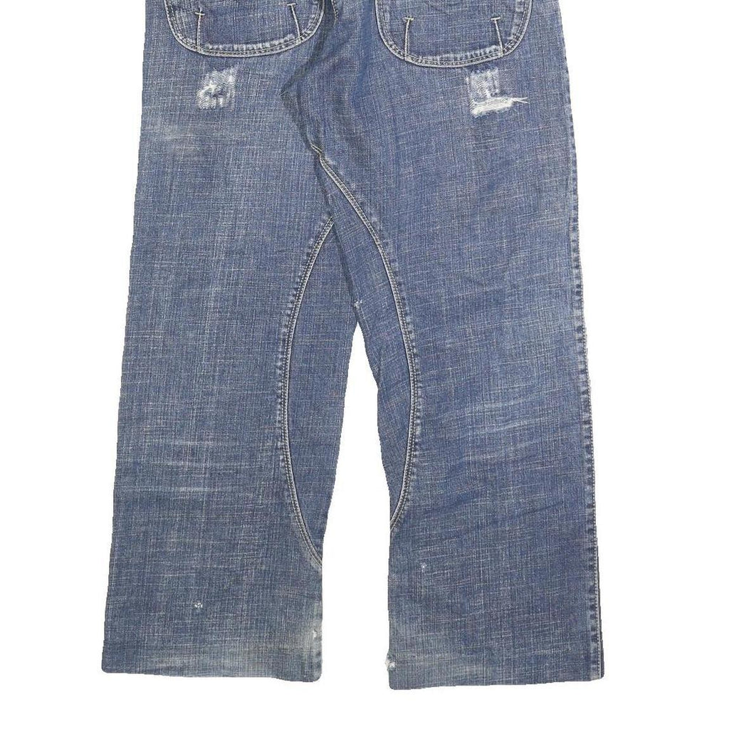 Womens Blue Regular Fit Straight Denim Rinse W32 L27 Button Cotton Blend Jeans