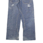 Womens Blue Regular Fit Straight Denim Rinse W32 L27 Button Cotton Blend Jeans