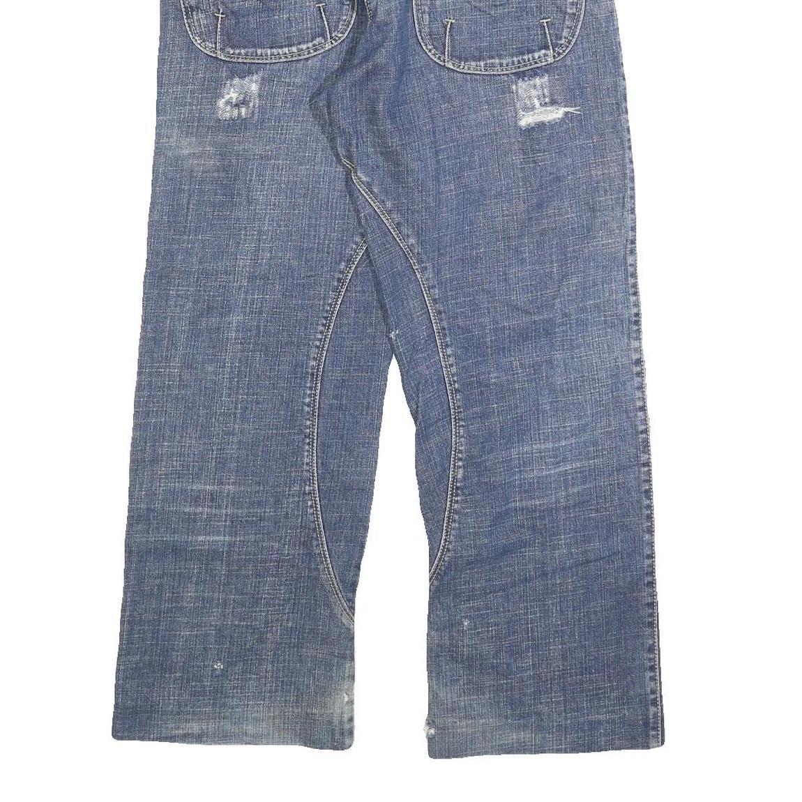 Womens Blue Regular Fit Straight Denim Rinse W32 L27 Button Cotton Blend Jeans