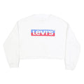 LEVI'S Womens White Crew Neck M Logo Print Cropped Sweatshirt Cotton Blend