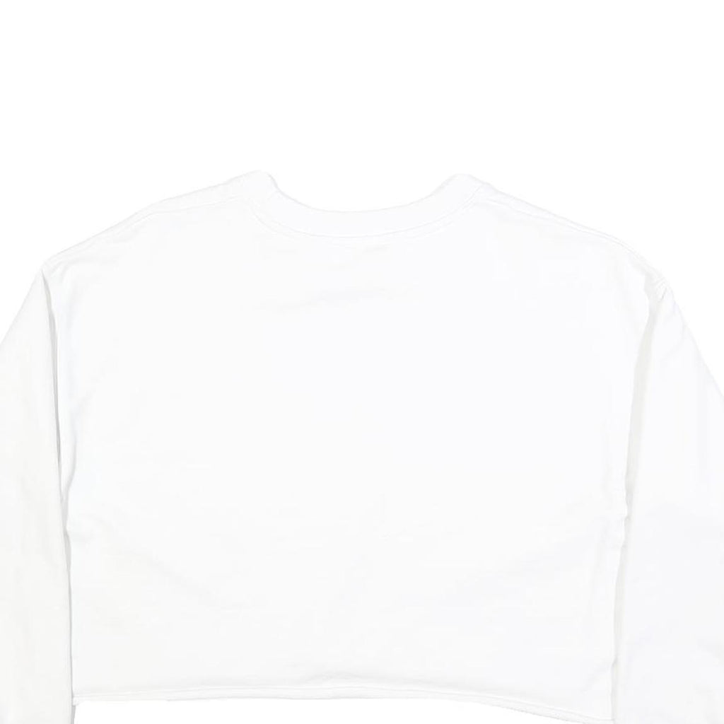 LEVI'S Womens White Crew Neck M Logo Print Cropped Sweatshirt Cotton Blend