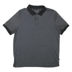 CALVIN KLEIN Mens Black & Grey Short Sleeve Polo Shirt L Cotton Blend Casual