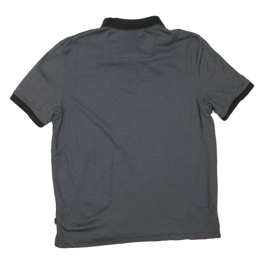 CALVIN KLEIN Mens Black & Grey Short Sleeve Polo Shirt L Cotton Blend Casual