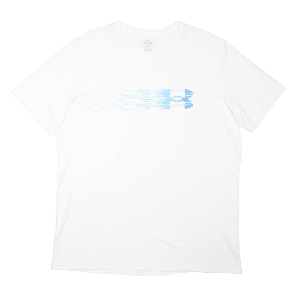 UNDER ARMOUR Mens White & Blue Graphic T-Shirt XL Short Sleeve Crew Neck