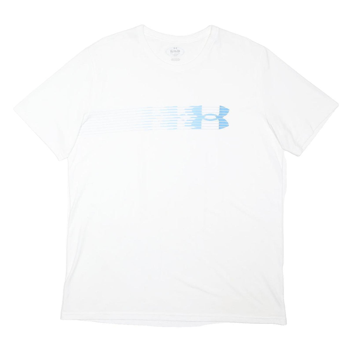 UNDER ARMOUR Mens White & Blue Graphic T-Shirt XL Short Sleeve Crew Neck