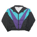 ATHLETIC WORKS Mens Black & Teal & Purple Vintage Zip Jacket XL Polyester Blend