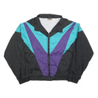 ATHLETIC WORKS Mens Black & Teal & Purple Vintage Zip Jacket XL Polyester Blend