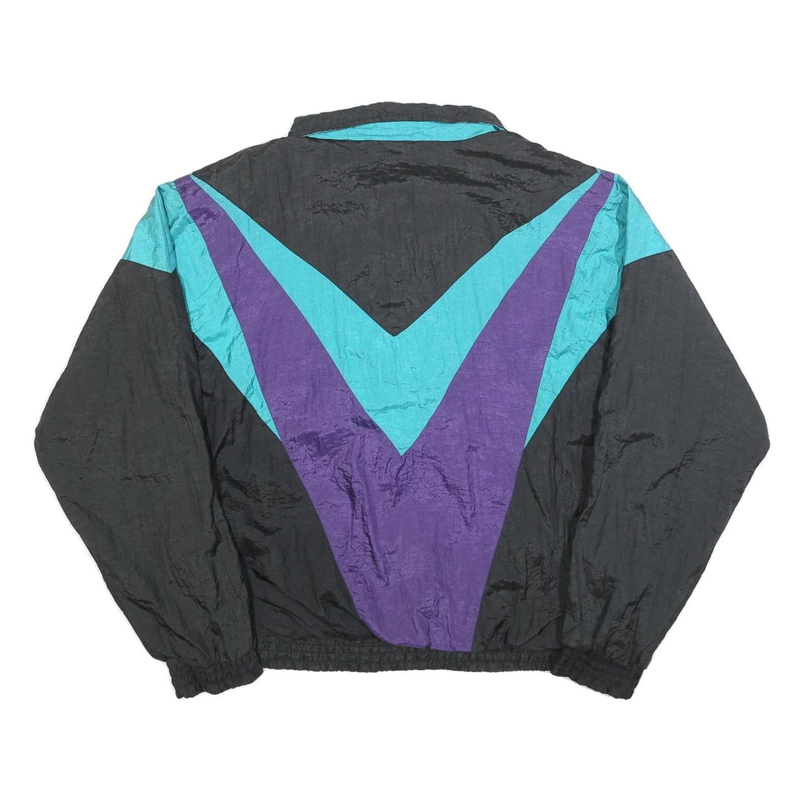 ATHLETIC WORKS Mens Black & Teal & Purple Vintage Zip Jacket XL Polyester Blend
