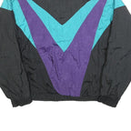 ATHLETIC WORKS Mens Black & Teal & Purple Vintage Zip Jacket XL Polyester Blend