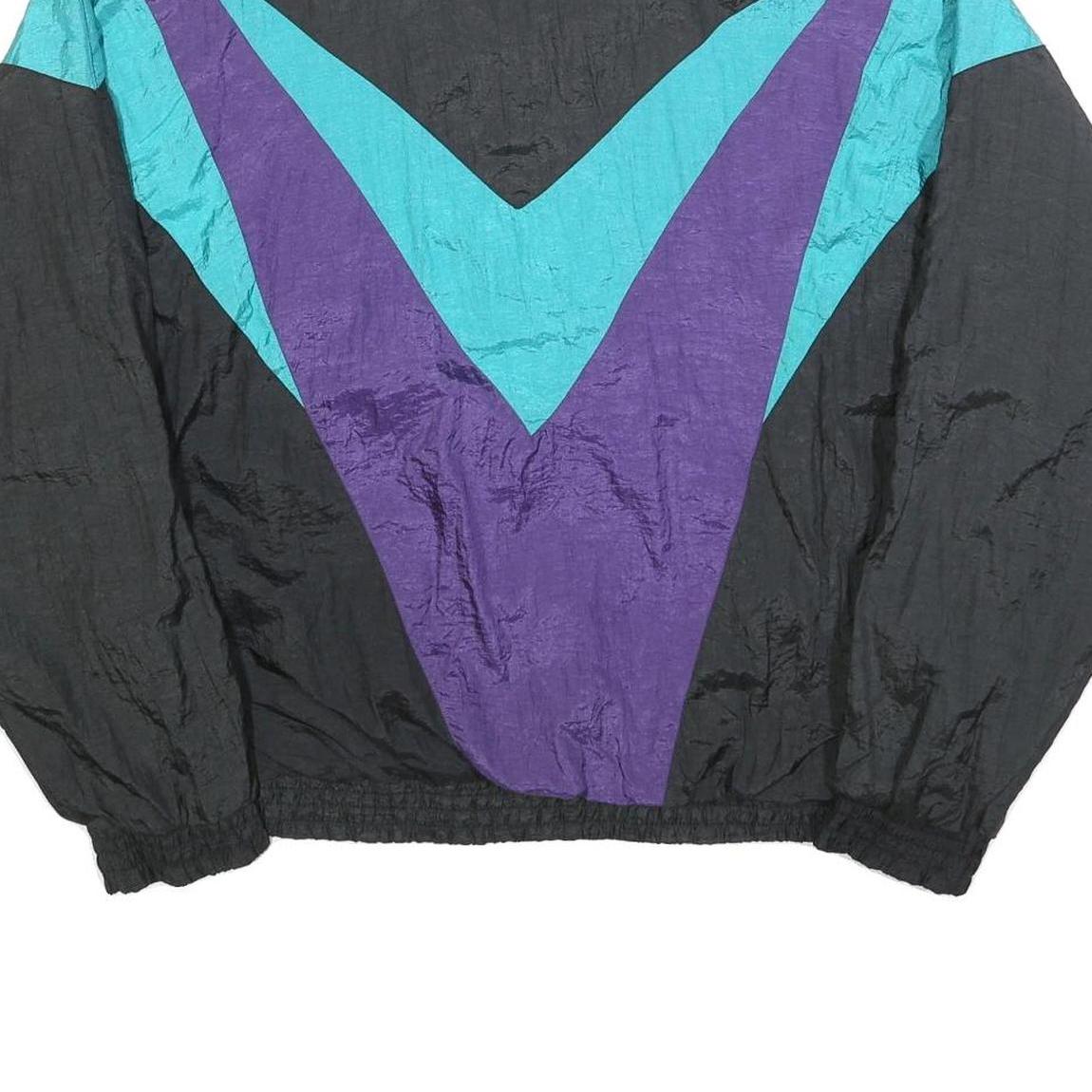 ATHLETIC WORKS Mens Black & Teal & Purple Vintage Zip Jacket XL Polyester Blend