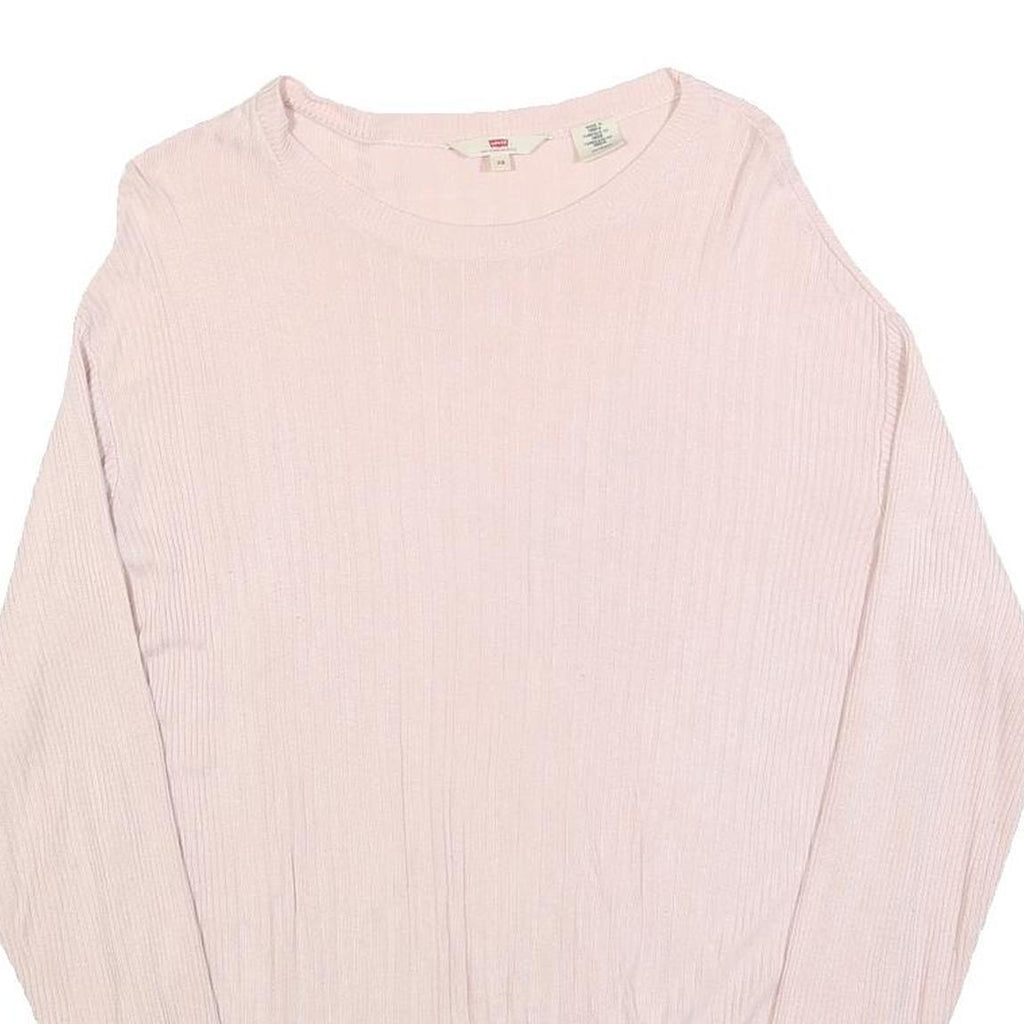 LEVI'S Womens Pink Plain Pullover Basic Knit XS Lightweight Viscose Jumper