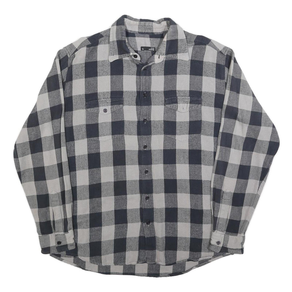 JOHN ADAMS Mens Black & Grey Check Shirt XL Classic Cotton Blend Checked Shirt