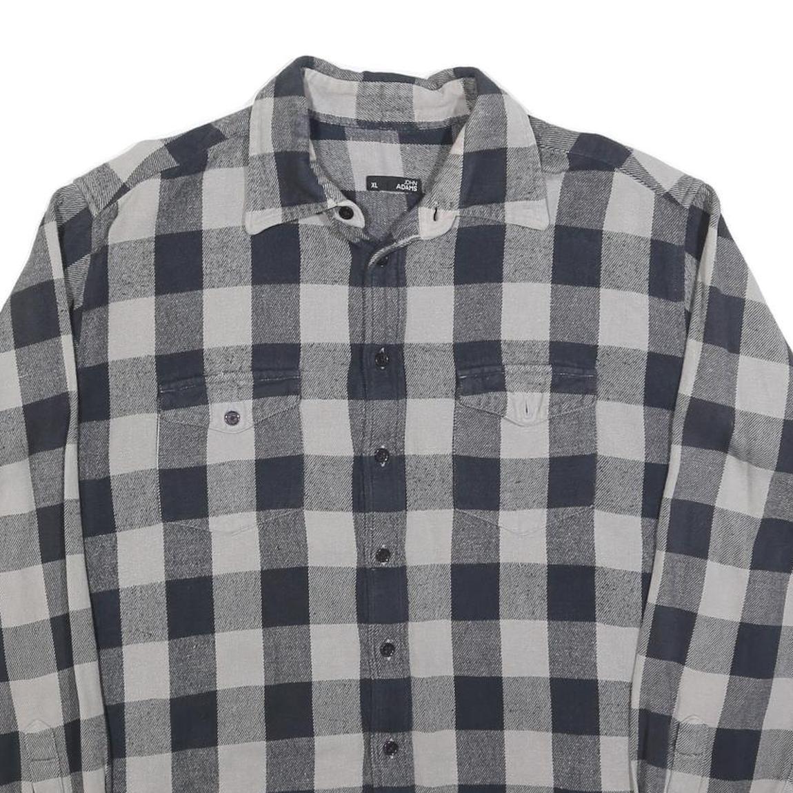JOHN ADAMS Mens Black & Grey Check Shirt XL Classic Cotton Blend Checked Shirt