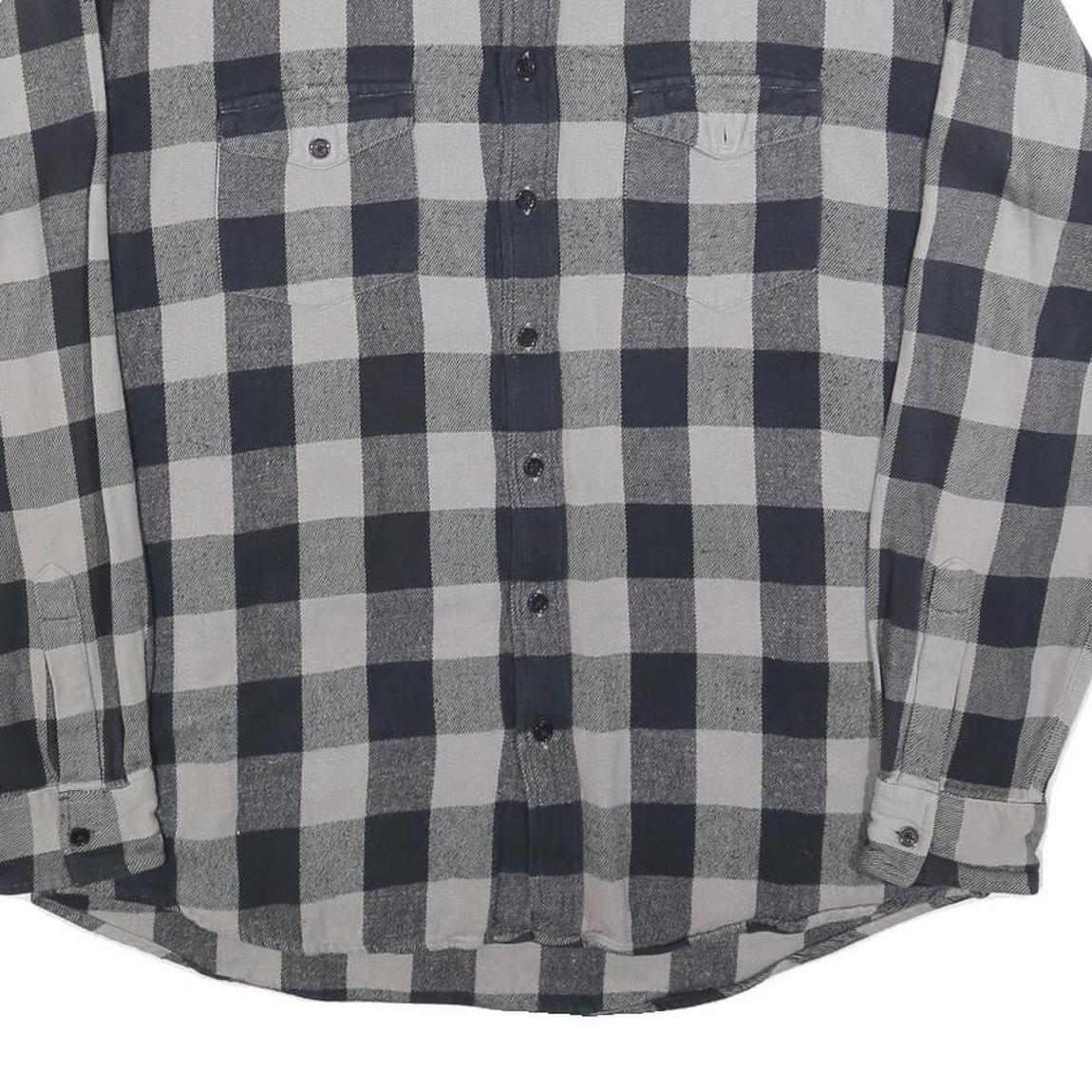 JOHN ADAMS Mens Black & Grey Check Shirt XL Classic Cotton Blend Checked Shirt