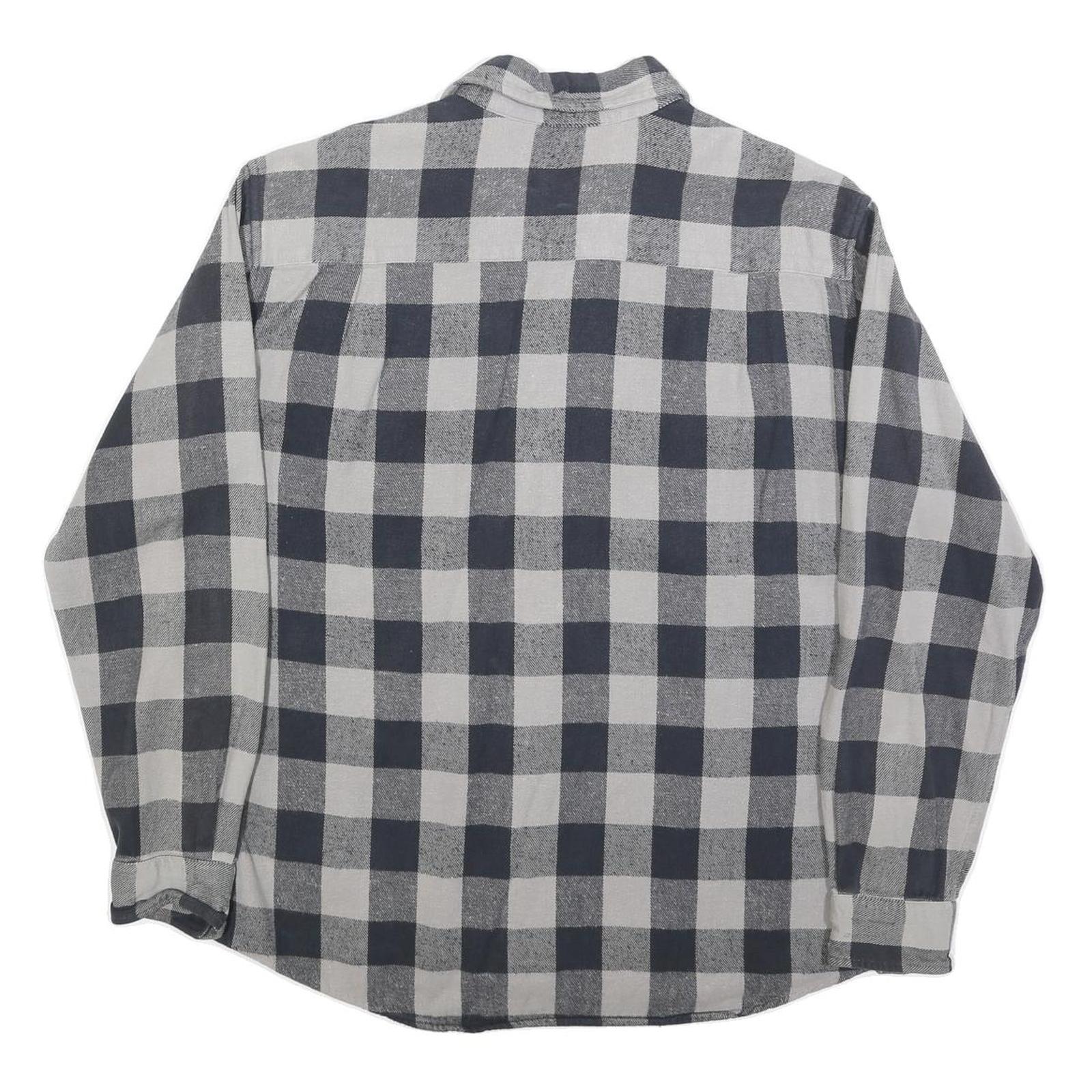 JOHN ADAMS Mens Black & Grey Check Shirt XL Classic Cotton Blend Checked Shirt