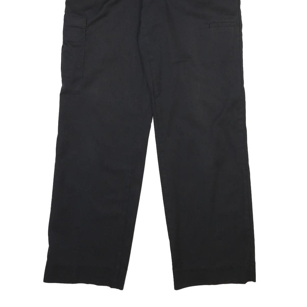 DICKIES Mens Regular Black Cotton Blend Workwear Trousers W32 L30 Zip Pocket