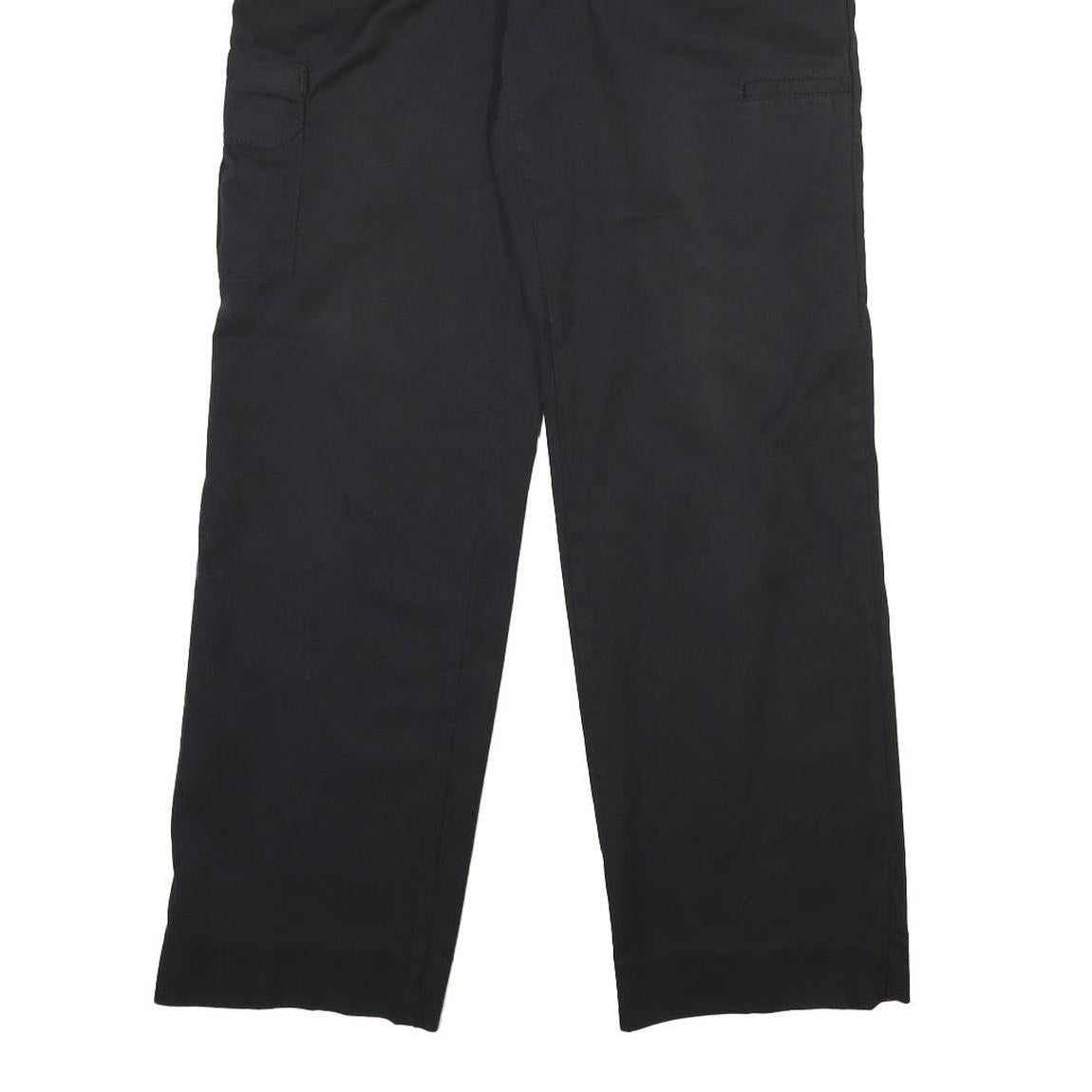 DICKIES Mens Regular Black Cotton Blend Workwear Trousers W32 L30 Zip Pocket