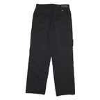 DICKIES Mens Regular Black Cotton Blend Workwear Trousers W32 L30 Zip Pocket