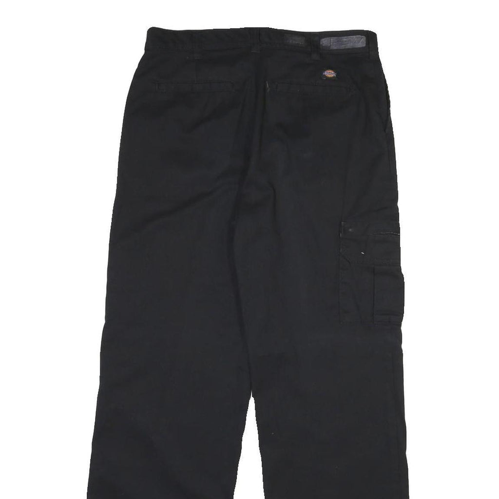 DICKIES Mens Regular Black Cotton Blend Workwear Trousers W32 L30 Zip Pocket