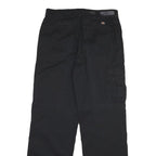 DICKIES Mens Regular Black Cotton Blend Workwear Trousers W32 L30 Zip Pocket