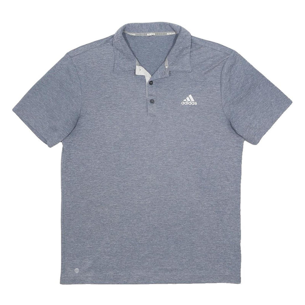 ADIDAS Mens Grey Short Sleeve Plain Polo Shirt S Polyester Blend Casual