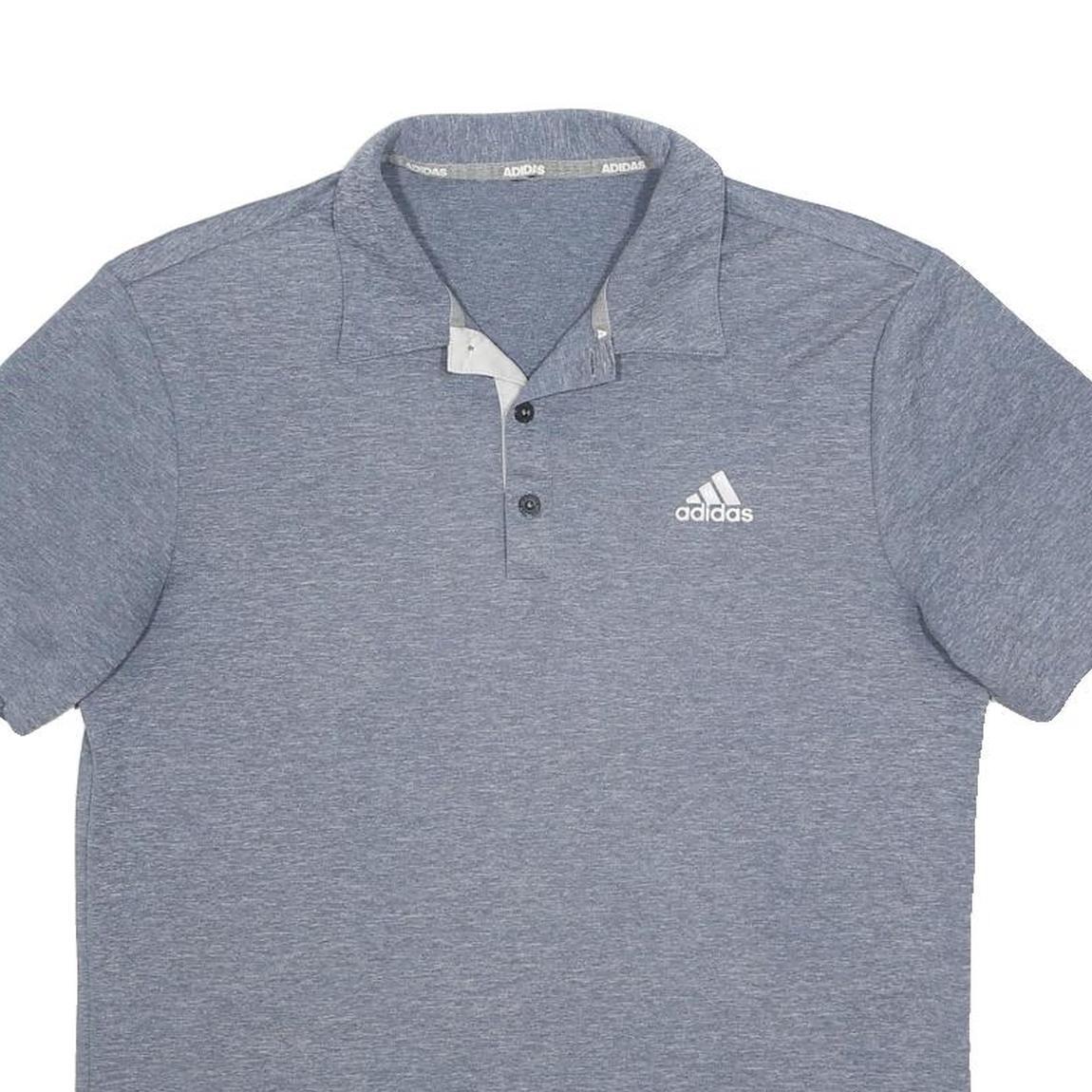 ADIDAS Mens Grey Short Sleeve Plain Polo Shirt S Polyester Blend Casual