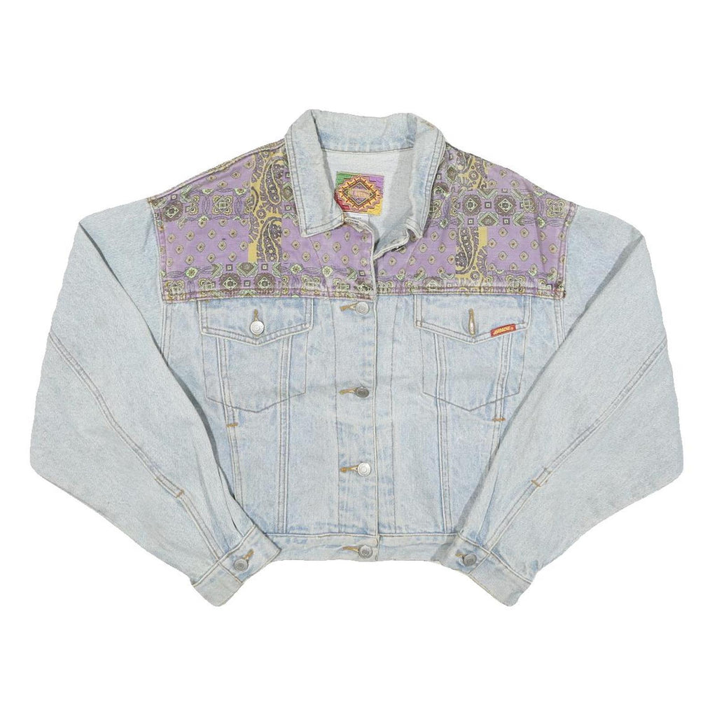 JO ROACHE Womens Blue & Purple Denim Jacket M Cotton Blend Button Closure
