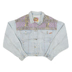 JO ROACHE Womens Blue & Purple Denim Jacket M Cotton Blend Button Closure