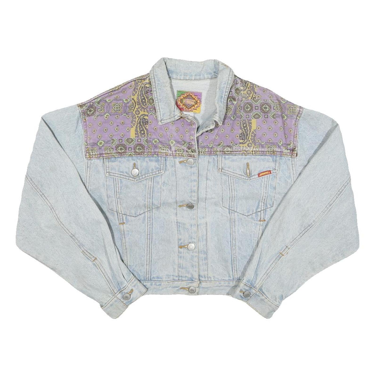 JO ROACHE Womens Blue & Purple Denim Jacket M Cotton Blend Button Closure