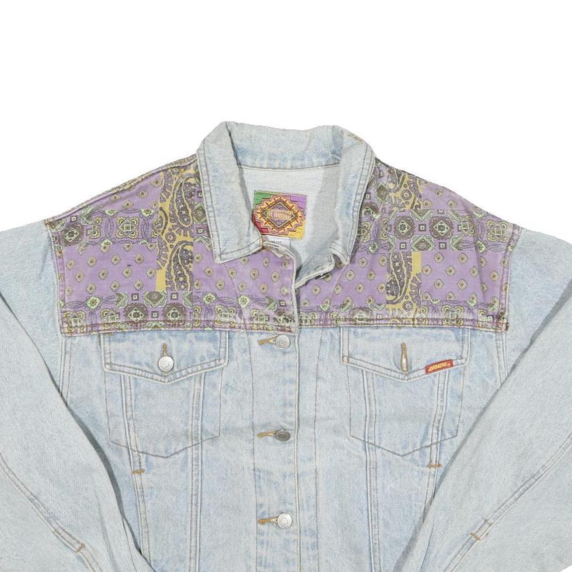 JO ROACHE Womens Blue & Purple Denim Jacket M Cotton Blend Button Closure