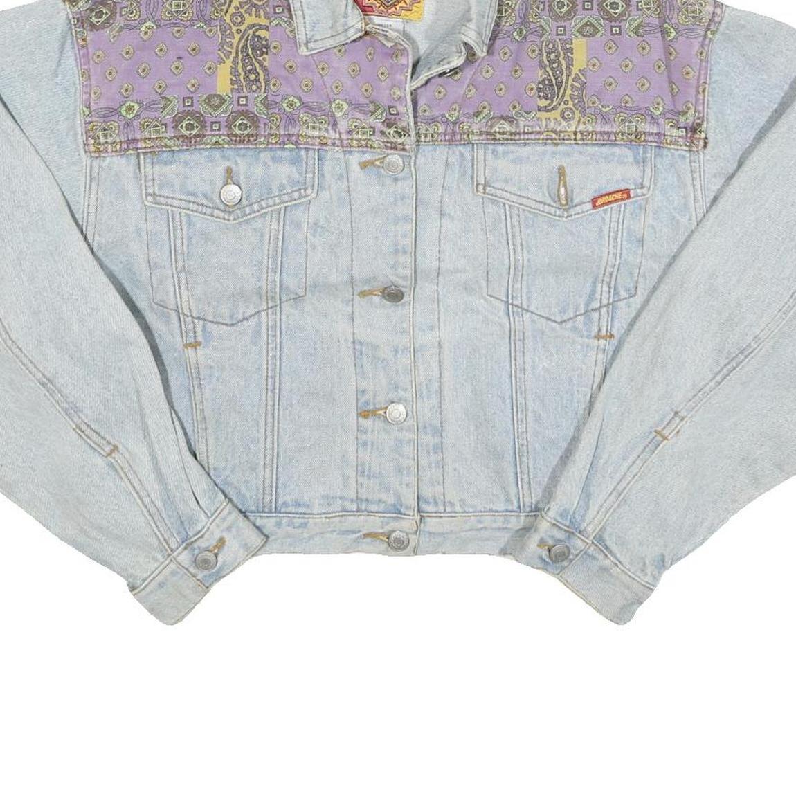 JO ROACHE Womens Blue & Purple Denim Jacket M Cotton Blend Button Closure