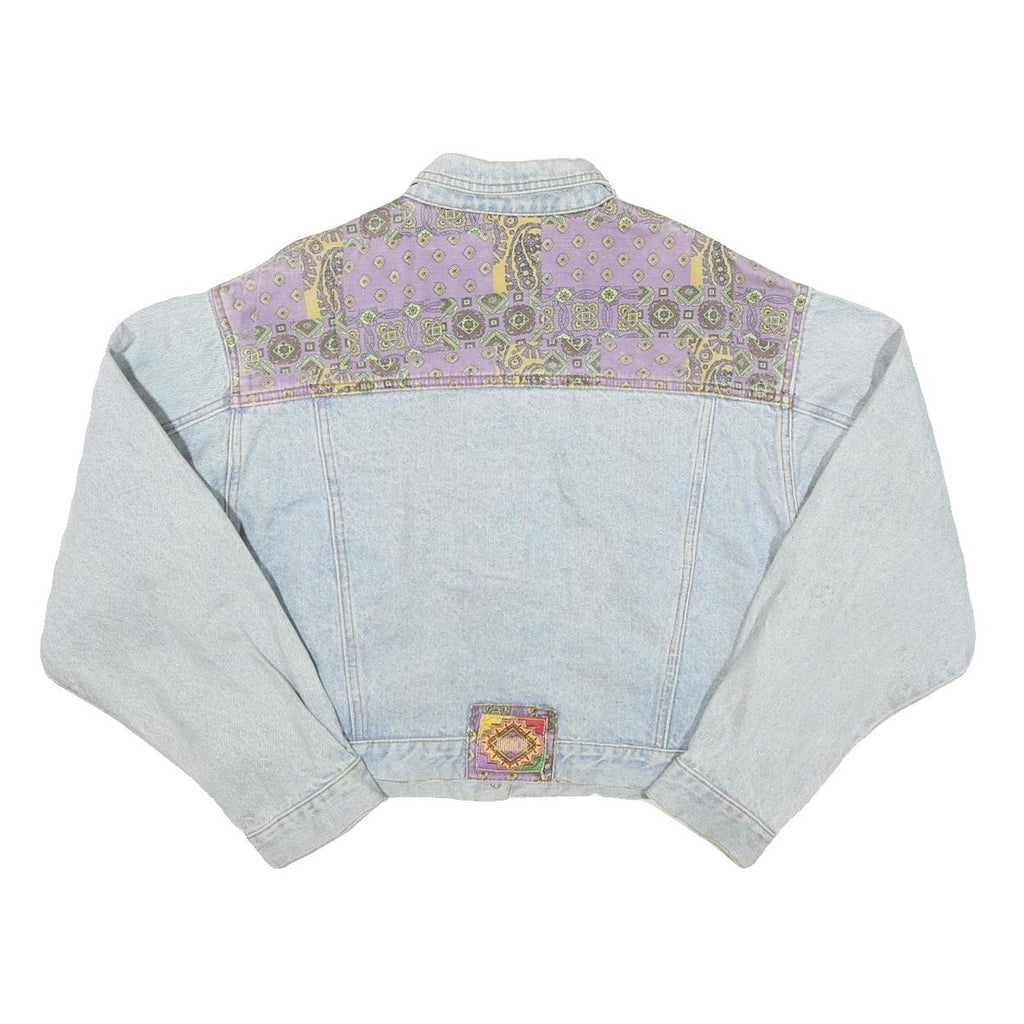 JO ROACHE Womens Blue & Purple Denim Jacket M Cotton Blend Button Closure