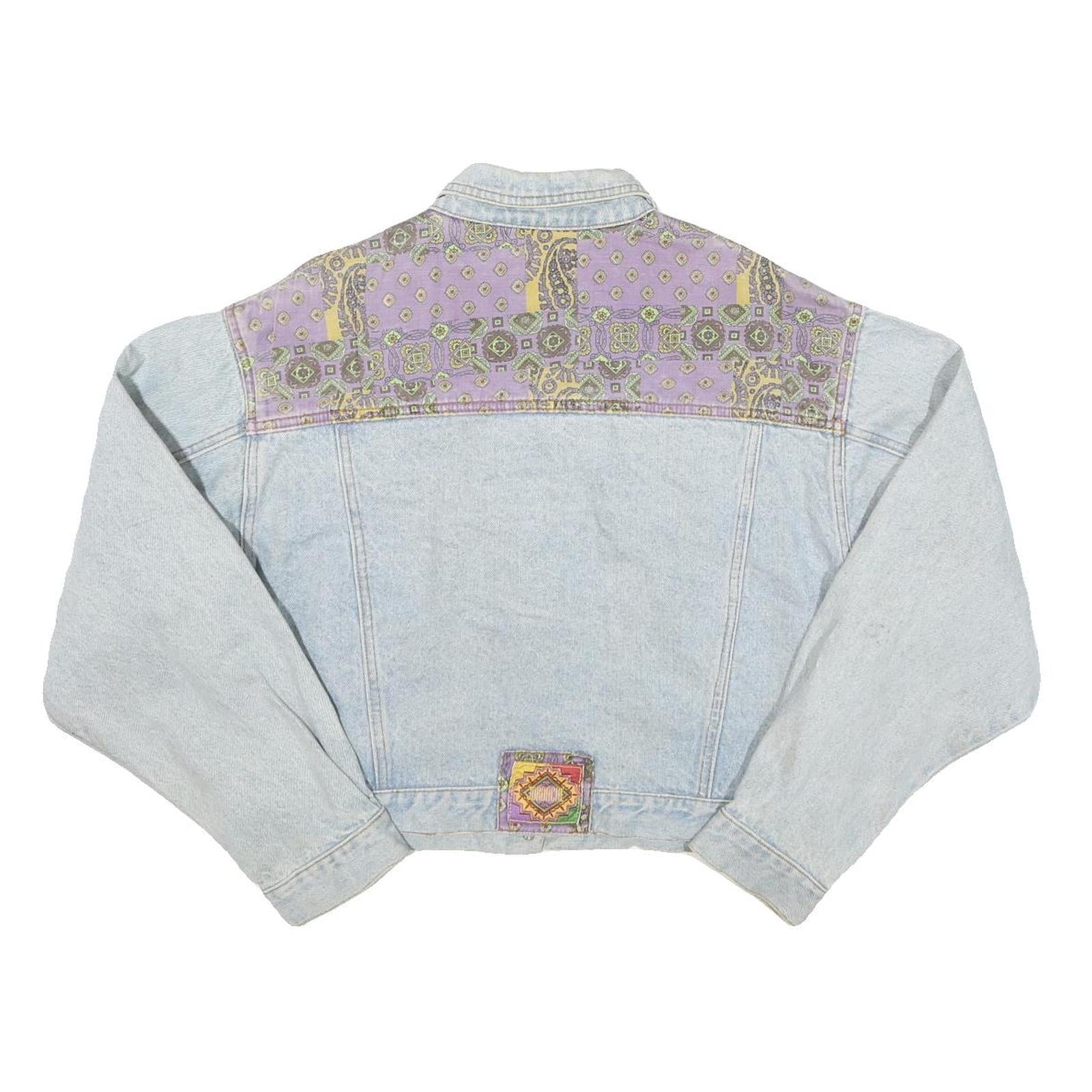 JO ROACHE Womens Blue & Purple Denim Jacket M Cotton Blend Button Closure