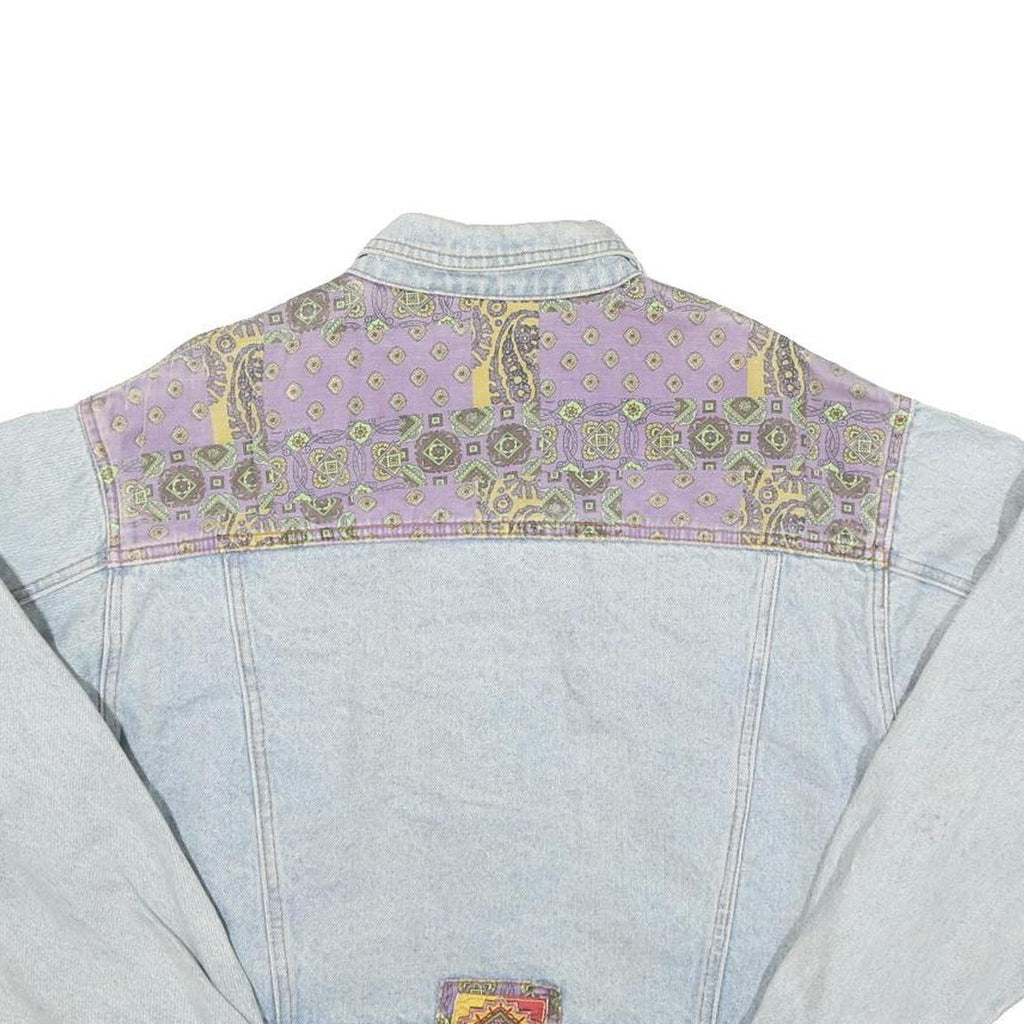 JO ROACHE Womens Blue & Purple Denim Jacket M Cotton Blend Button Closure