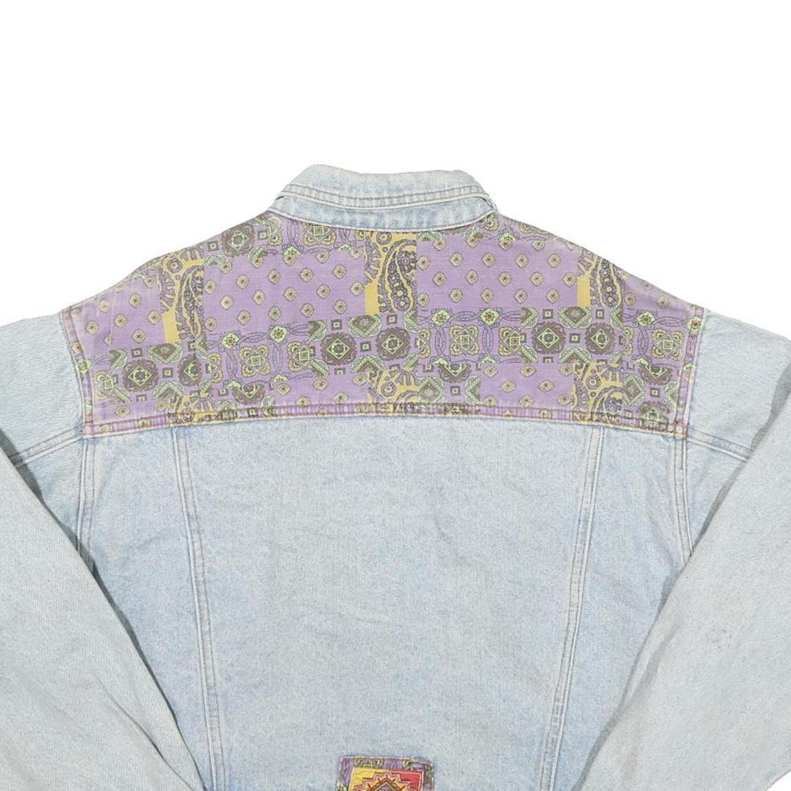 JO ROACHE Womens Blue & Purple Denim Jacket M Cotton Blend Button Closure