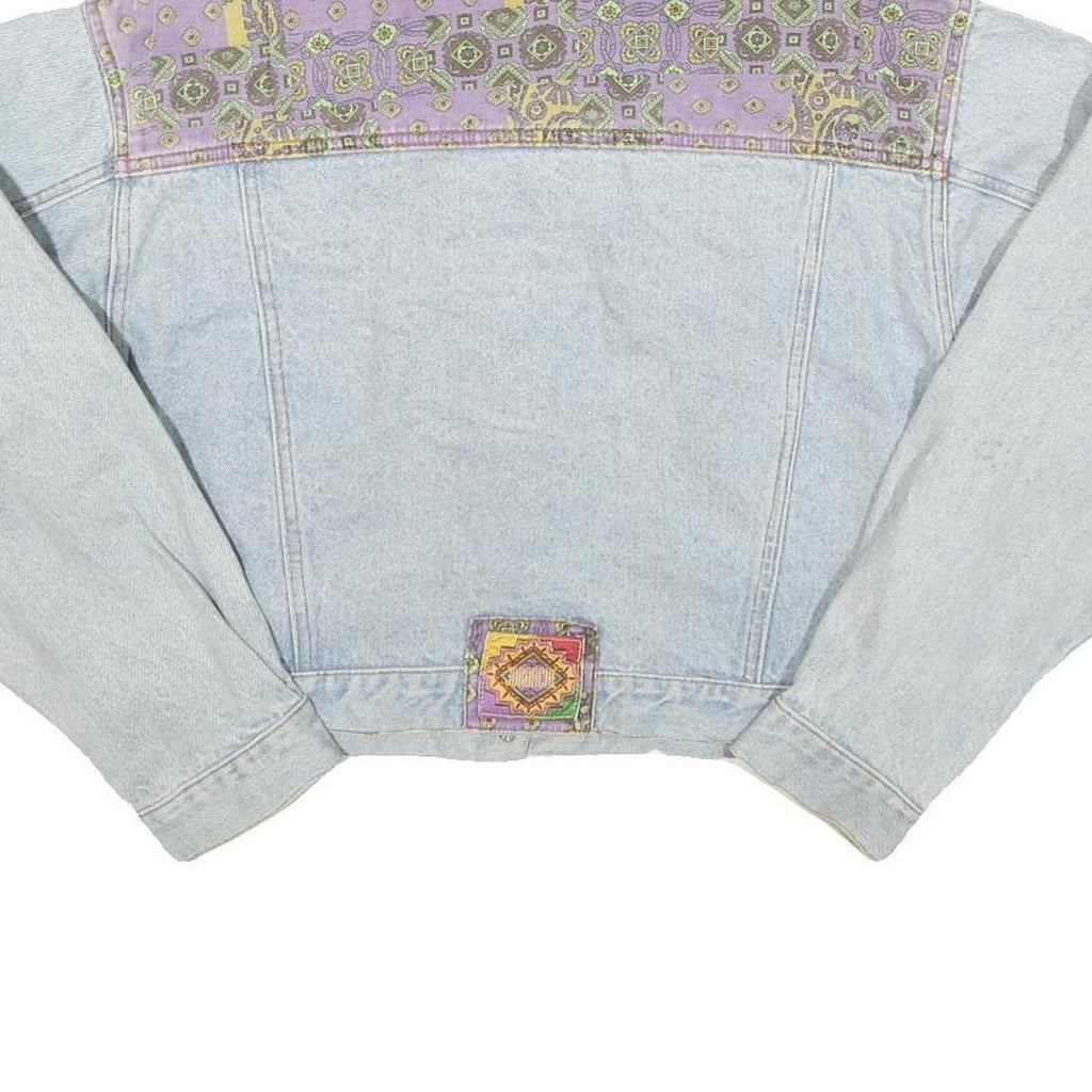 JO ROACHE Womens Blue & Purple Denim Jacket M Cotton Blend Button Closure