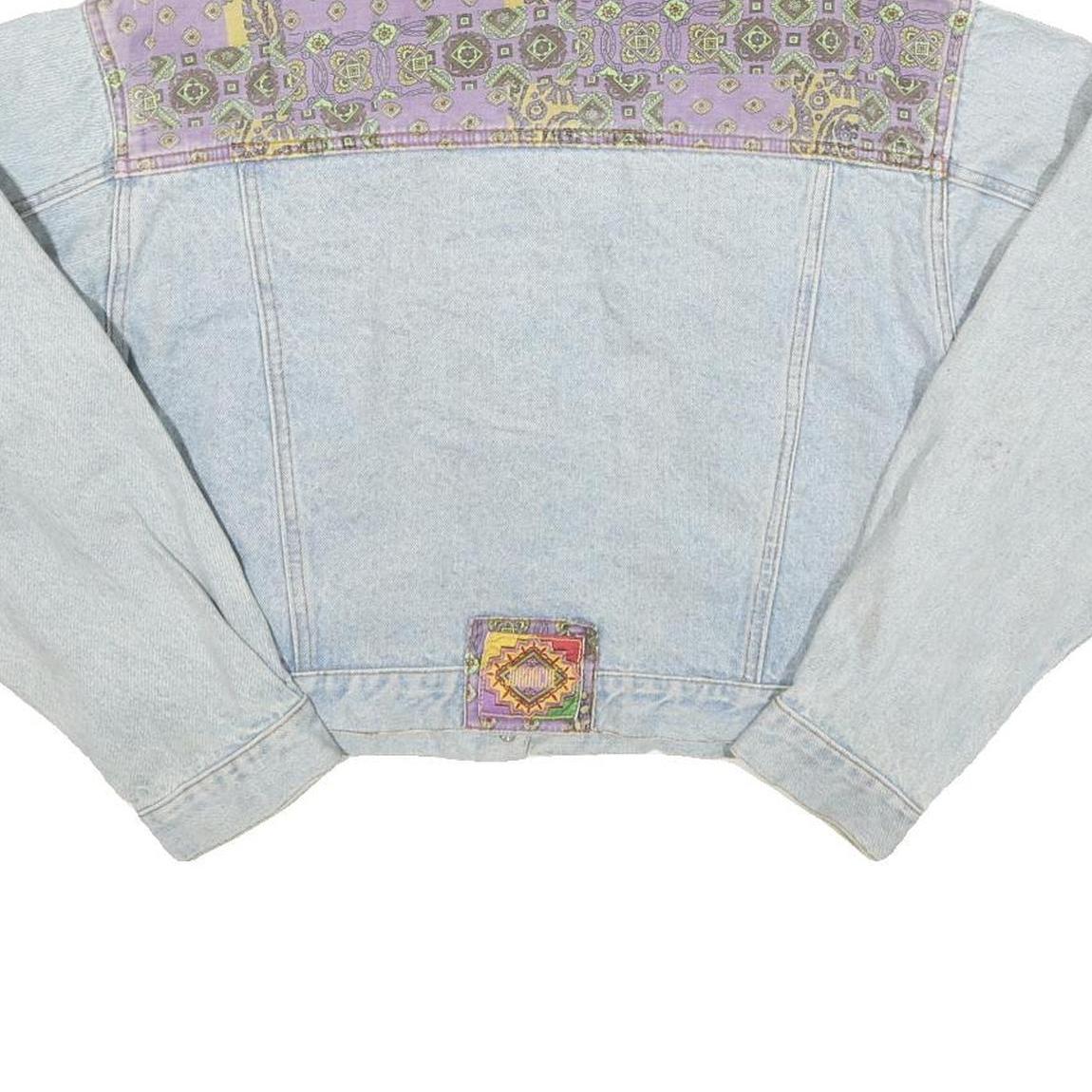 JO ROACHE Womens Blue & Purple Denim Jacket M Cotton Blend Button Closure