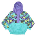 FLASH TEAM Womens Purple & Turquoise Patterned Button Jacket L Polyester Blend