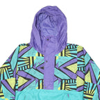 FLASH TEAM Womens Purple & Turquoise Patterned Button Jacket L Polyester Blend