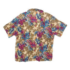 SAG HARBOR Womens Beige Printed Shirt Short Sleeve Collared M Floral Polyester