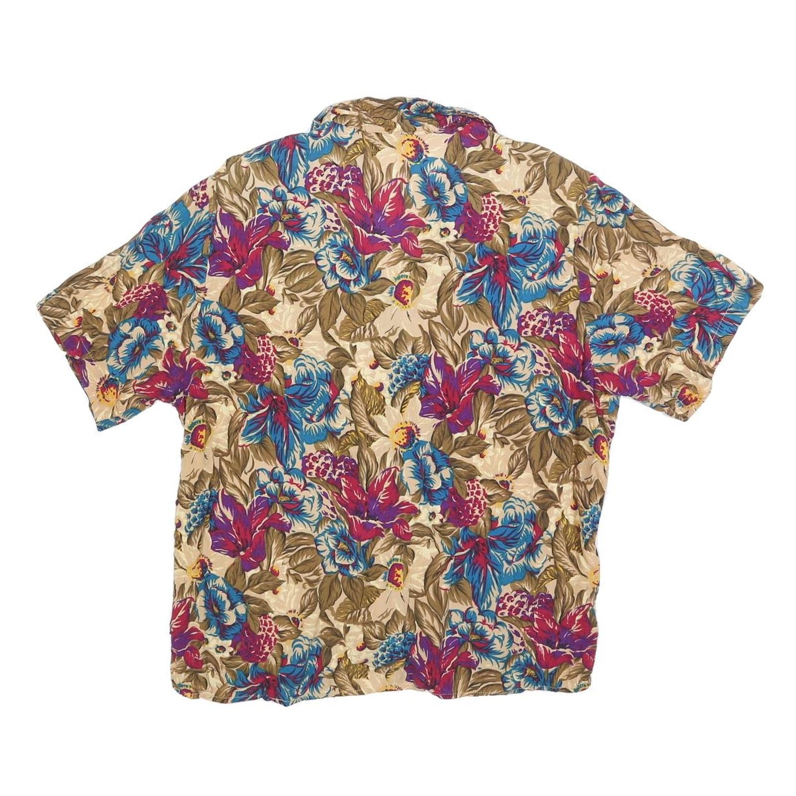 SAG HARBOR Womens Beige Printed Shirt Short Sleeve Collared M Floral Polyester