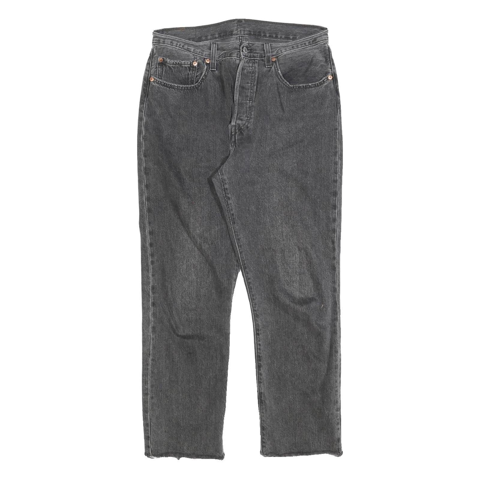LEVI'S 501 Womens Jeans Black Regular Straight Denim Raw W30 L28 Button Closure